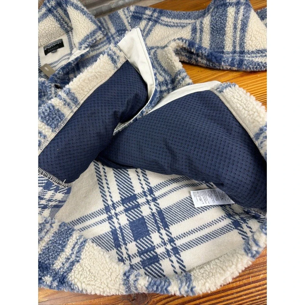 J Crew Nordic All Weather Designs Fuzzy Sherpa Fleece Jacket Women L Window Pane